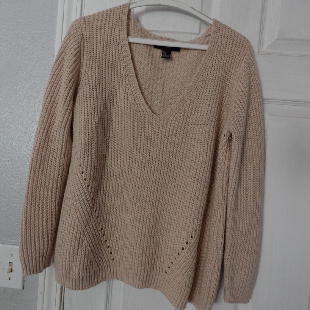 Forever 21 Beige V-Neck Sweater